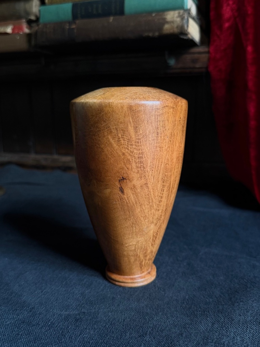 hand turned locust wood vase · figured wood studio pottery style vessel · signed